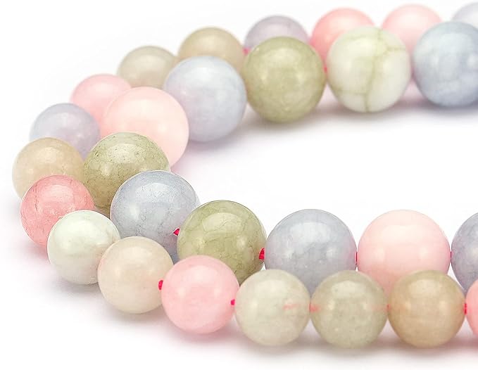 youngbling natural gemstone beads for jewelry making,8mm morganite polished round smooth stone beads for bracelet necklace 15 inch(morganite,8mm)
