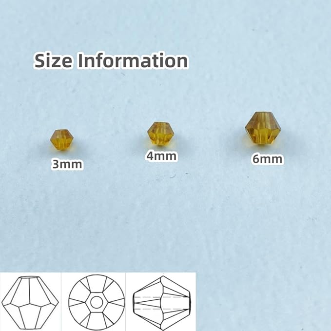 400pcs Bicone Crystal Beads 4mm Crystal Glass Faceted Beads for Necklace Bracelet Earrings DIY Jewelry Crafts Making Supplies(Amber)