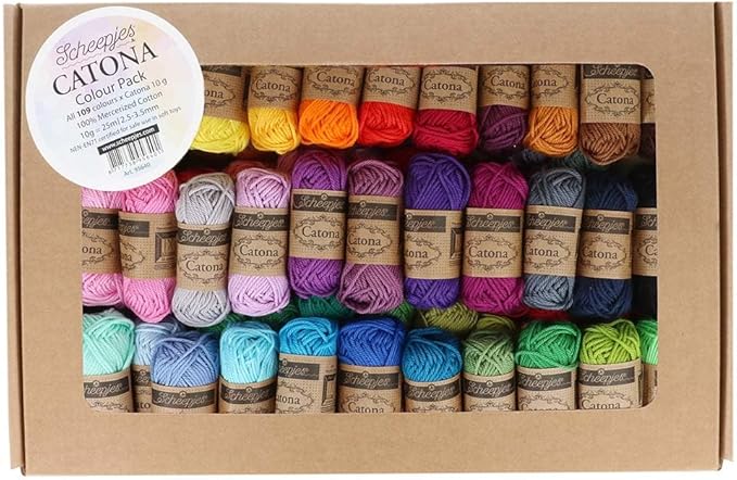 Scheepjes Catona Color Pack, 109 Mini Skeins (10 g Each) Mercerized Cotton Assortment