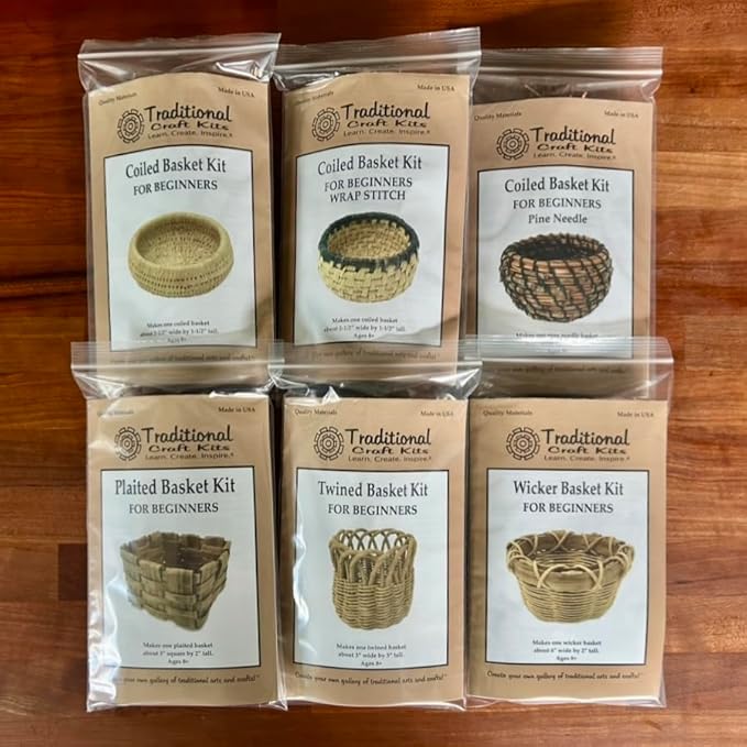 Traditional Craft Kits Beginner Basket Weaving Kit (Set of 6) - Basketry Weave Kit for Kids and Adults Complete with Basket Weaving Supplies and Instructional Booklets