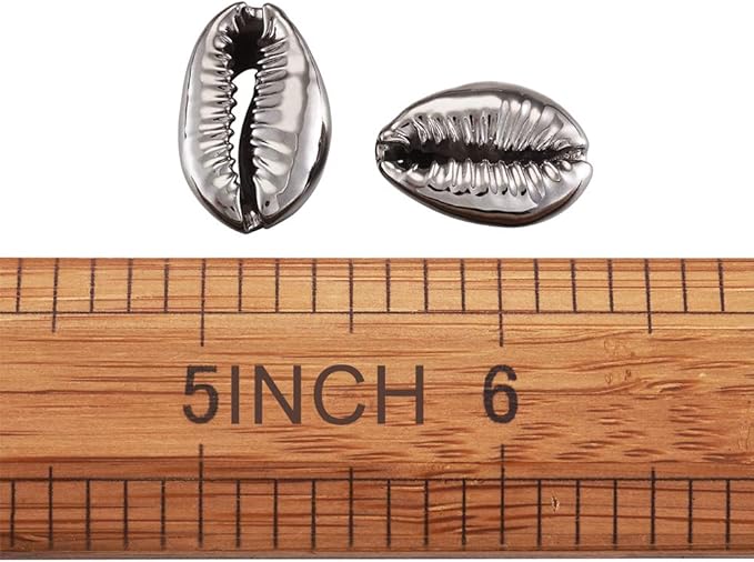 Cheriswelry 100pcs Sea Shell Electroplated Beads Undrilled Light Grey Spiral Cowrie Shell Oval Beads Ocean Summer Beach Loose Spacer Beads 17~21mm for DIY Bracelet Necklace Jewelry Making