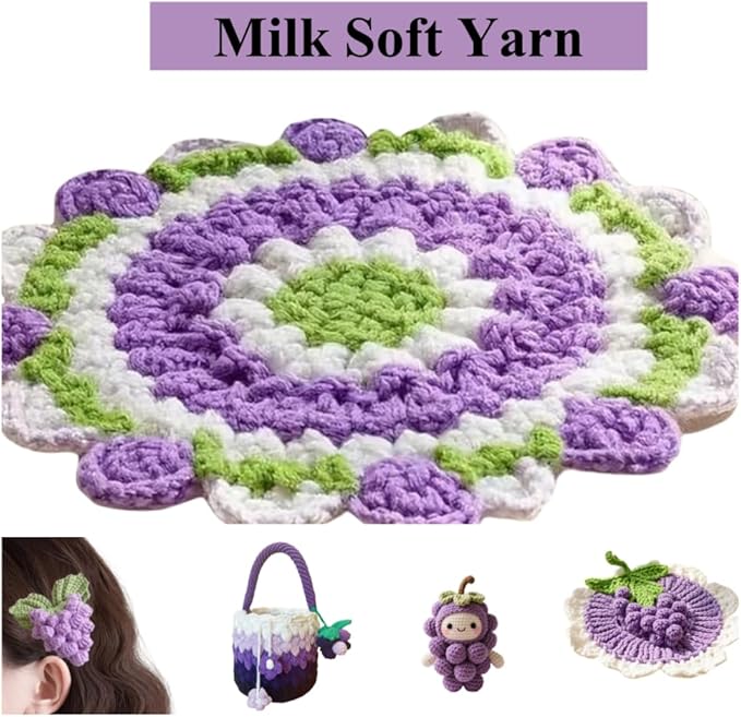 Acrylic Purple Yarn for Crocheted Knitted DIY Crochet Weaving Crafts Thread for Crocheting Bulk - 10Balls 17.6Ounces (Purple)