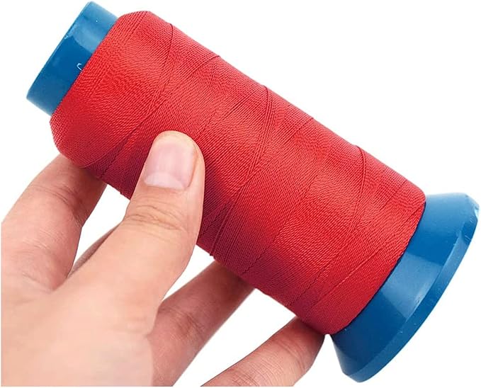 YANTAISIYU Red Polyester Weaving Thread, 1500 Yards, 210D Strength, Sewing Thread for Making Wigs, Hair Extension Kit with C Type Needles