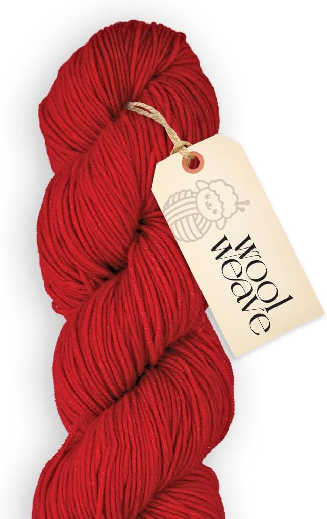 Superwash Merino Wool Yarn for Knitting & Crocheting - Premium Hand Dyed Red Yarn, 100gr, 240 Yards, Dk Weight - Luxurious, Soft & Durable