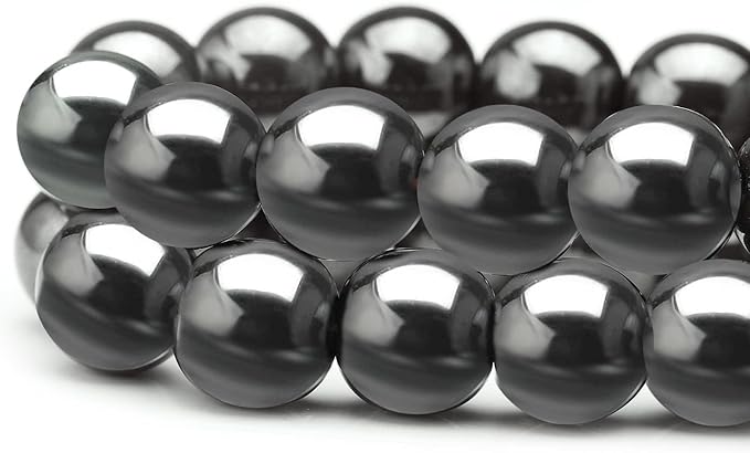 youngbling natural gemstone beads for jewelry making,8mm hematite polished round smooth stone beads for bracelet necklace 15 inch