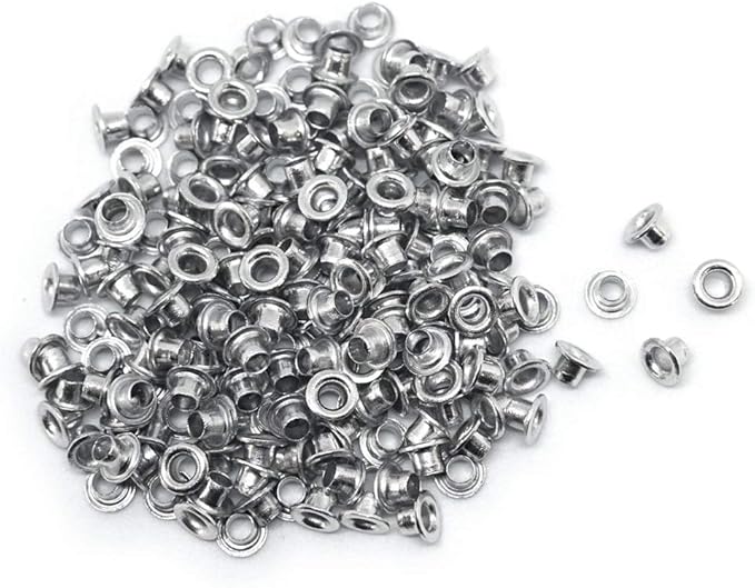 3mm/1/8 Aluminum Quicklet Eyelets-Scrapbooking/Birthday Wedding Baby Greeting Holiday Card/Paper Craft/Luggage Cruise Tag/DIY Album/Clothing etc-200 PCS (Silver)