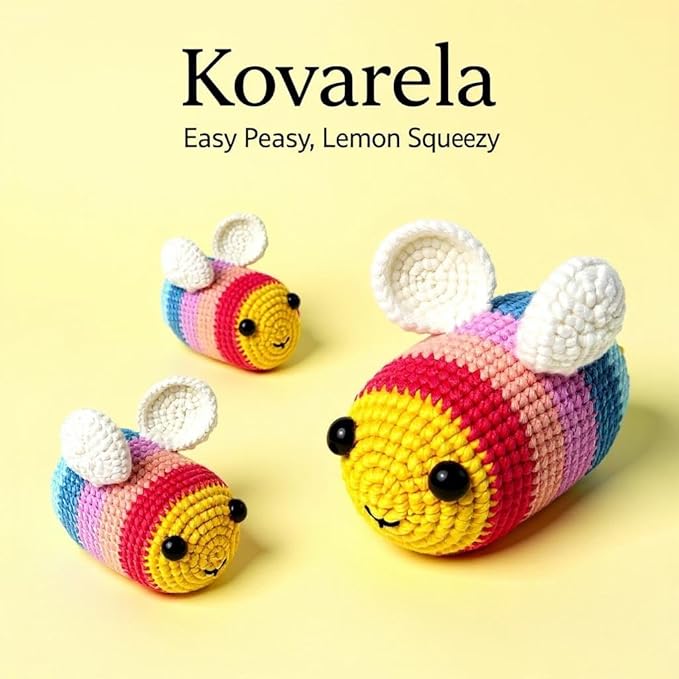 Kovarela Beginners Crochet Kit with Simple Crochet Yarn - with Step-by-Step Video Tutorials (Bee)