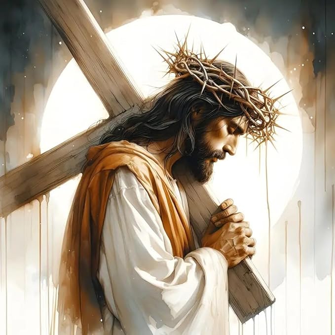 Jesus Stamped Cross Stitch Kits for Beginners Adults, Dimensions Needlepoint Art Crafts,Counted Cross Stitch Kits Embroidery Kits for Beginners Adults for Home Decor 13.8X13.8inch