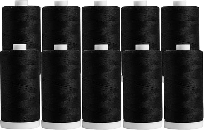 connecting threads 100% cotton thread sets - 1200 yard spools (set of 10 - black)