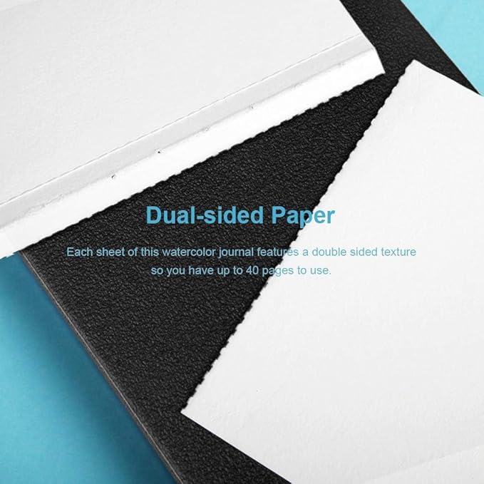 Paul Rubens 2 Pack Watercolor Paper, 100% Cotton Hot Press Watercolor Journal 3.8" x 5.2", 40 Sheets (140lb/300gsm), Acid-Free Art Supplies for Watercolors, Gouache, Acrylics