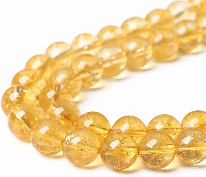6mm 60Pcs Natural Citrine Beads for Jewelry Making Gemstone Round Loose Beads DIY Bracelet Necklace