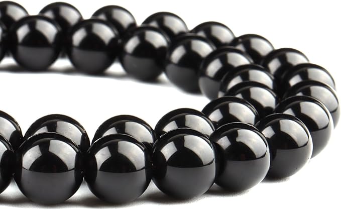 Natural Black Onyx Beads for Jewelry Making - Crystal Beads Gemstone Beads for Bracelets, 8mm Black Stone Beads Round Loose Beads(44-47pcs, 8mm, Black Onyx)