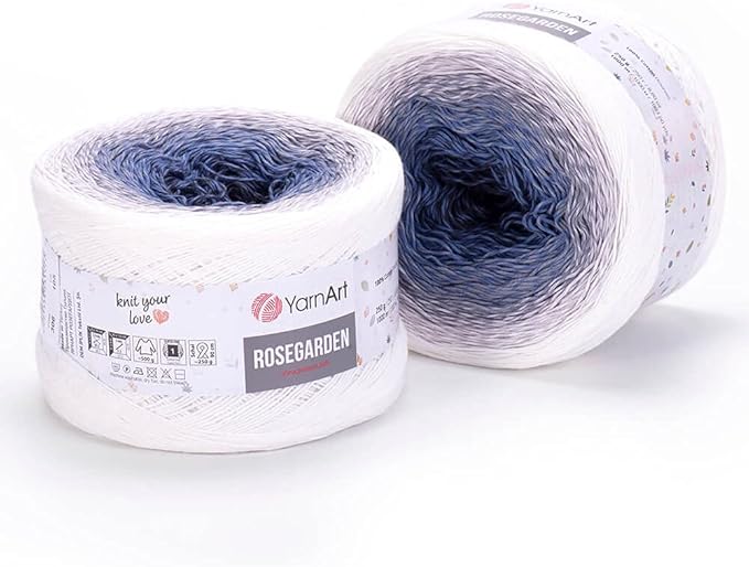Yarn Art Flowers Rosegarden 100% Cotton 250gr 8.80 oz 1094yds Multicolor Cotton Yarn Rainbow Crochet Yarn Spring Summer (306)
