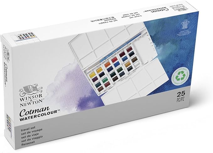 Winsor & Newton Cotman Watercolor Paint Set, Studio Set, 24 Half Pans