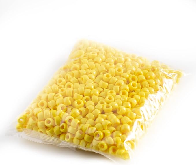 Gxueshan 1000 Pcs Acrylic Yellow Pony Beads 6x9mm Bulk for Friendship DIY Bracelet Necklace Jewelry Making Earring Hair Braiding Kandi Beads