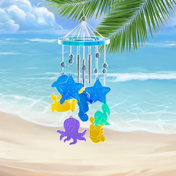 DeryArcle 20Pcs Wind Chimes Resin Mold Ocean Animal Wind Bell Silicone Molds Kit Windchimes Epoxy Casting Mould for DIY Jewelry Keychain Pendant Crafts Home Decoration