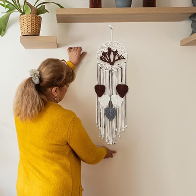 FREEBLOSS Tree of Life DIY Macrame Kit Leaves Macrame Tapestry Macrame Wall Hanging with Video Tutorials Macrame Wall Hanging Supplies Macrame Wall Decor for Living Room for Beginners Adults