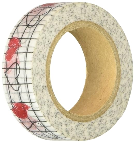 Wrapables Colorful Patterns Washi Masking Tape, Heart Sketches