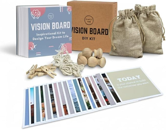 SIMPLY RSB The Ultimate Vision Board Kit and Inspirational Gift | 100 Motivational Cards, Complete Wall Decor Accessories (with Wall Accessories)