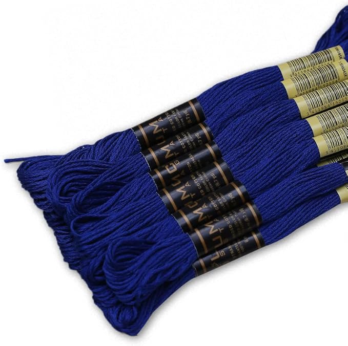 Pack of 12 Premium Embroidery Thread | 100% Egyptian Cotton Premium Skeins | Cross Stitch Embroidery Floss | Oeko TEX Certified Stranded Cotton | Ideal for Arts & Crafts (Royal Blue 134)