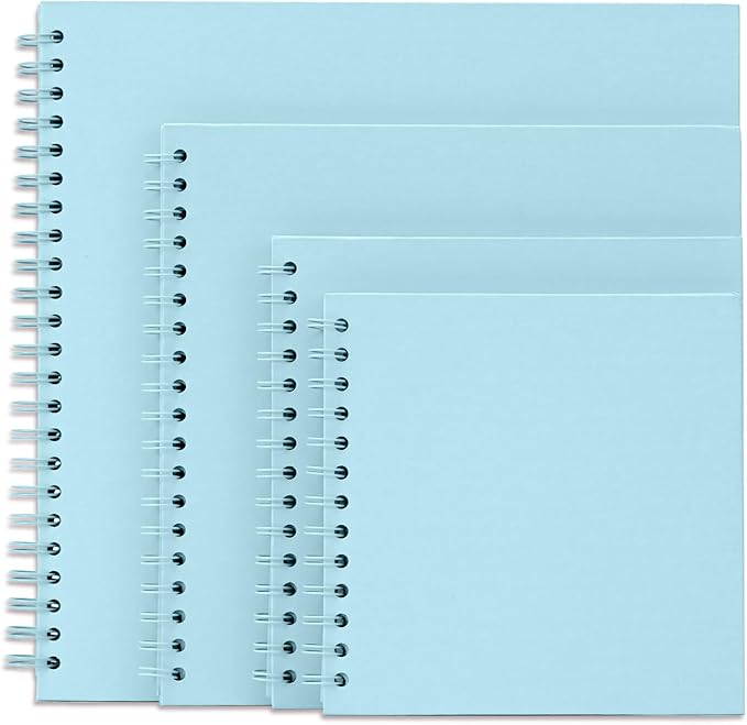 8 x 8 Inch DIY Scrapbook Photo Album Hardcover Kraft Blank Page Acid-Free 40 Pages (20 Sheets) Memory Book for Wedding Anniversaries Family Baby Memories Small Scrapbooking Projects, Blue
