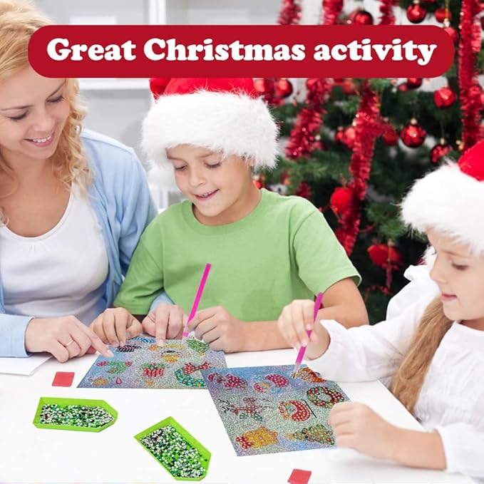Labeol Diamond Art Kits for Kids Boys and Girls Ages 6-8-10-12 Easy to DIY Creative Diamond Art Sticker Craft by Numbers Kits for Kids and Adult Beginners (Christmas)
