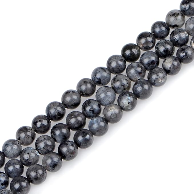 bymitel 90pcs natural crystal beads stone gemstone round energy healing loose beads with stretch cord for jewelry making bracelets anklets (larvikite labradorite, 10mm 90pcs)