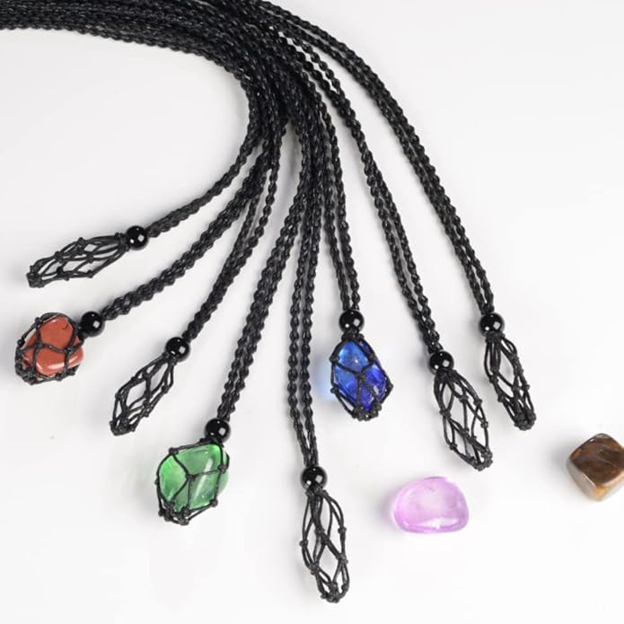 24pcs Adjustable Empty Necklace Holder Crystal Stone Necklace Pendant Necklace Cord Hand Woven Necklace Ropes for Jewelry Making