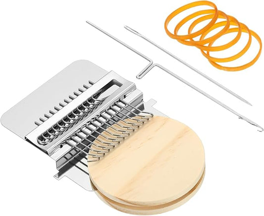 PATIKIL 12 Hooks Mini Weaving Machines Kit, Metal Quickly Small Darning Weave Tool with Accessories for Mending Knitting Stitching Clothes DIY, Style 1