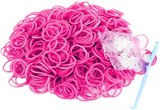 Salome Idea 3000Pcs Loom Rubber Bands Refill Kit, Includes 75 S-Clips & 5 Hooks, Premium Rubber Band Bracelet Making Supplies for Kids DIY Crafting Gift (Pink)