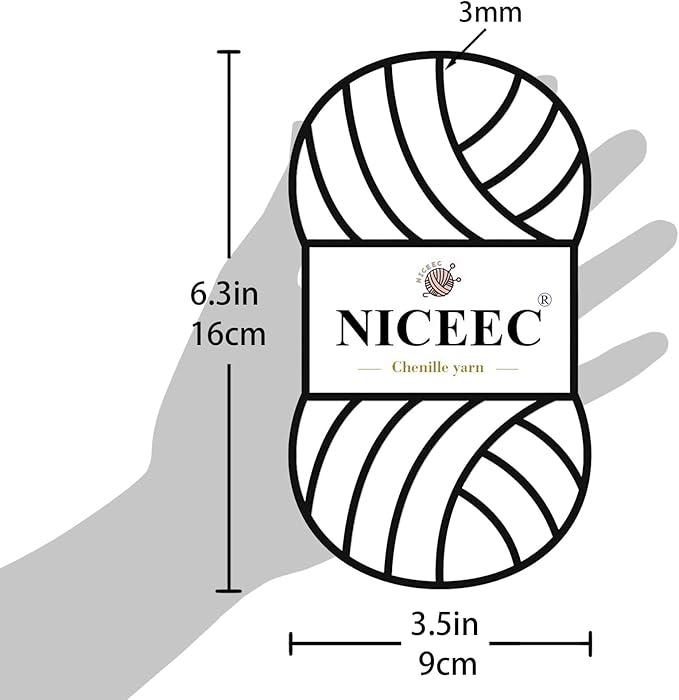NICEEC 2 Skeins Soft Chenille Yarn Blanket Yarn for Knitting Fancy Yarn for Crochet Weaving DIY Craft Total Length 2×255m (2×279yds, 2×150g)_Dark Brown