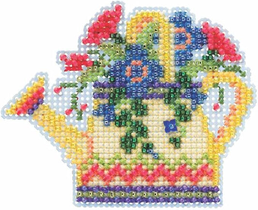 Floral Watering Can Beaded Counted Cross Stitch Kit Mill Hill 2015 Spring Bouquet MH185106