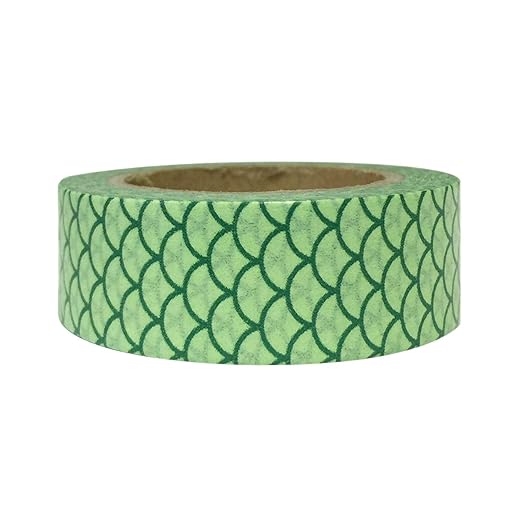 Wrapables Colorful Washi Masking Tape, Green Fish Scales