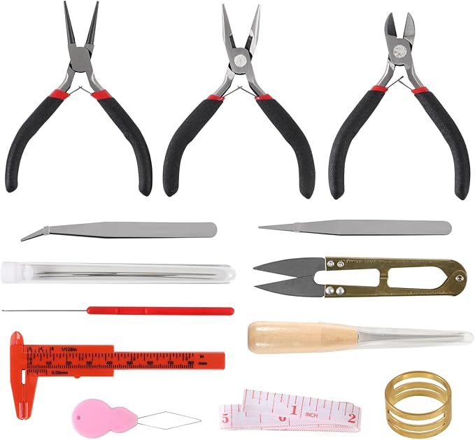 D-FLIFE 19pcs Jewelry Making Tools Kit with Zipper Storage Case for Jewelry Crafting and Jewelry Repair (19pcs)