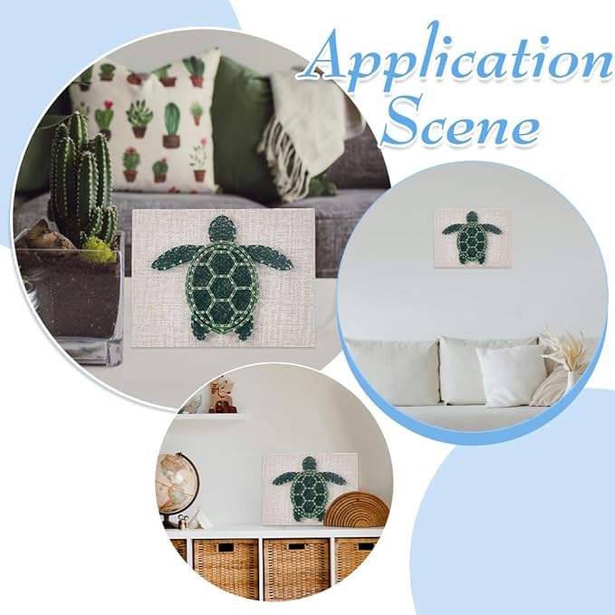 WEBEEDY 3D String Art Kit for Adults Beginners, DIY Sea Turtle String Craft Kit, Include All Necessary Accessories and Frame, Home Wall Poke Art Christmas Holiday Mother's Day Unique Decor Gift