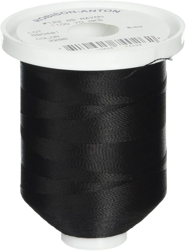 Robison-Anton Rayon Super Strength Thread, Solid Colors, 1100-Yard, Black
