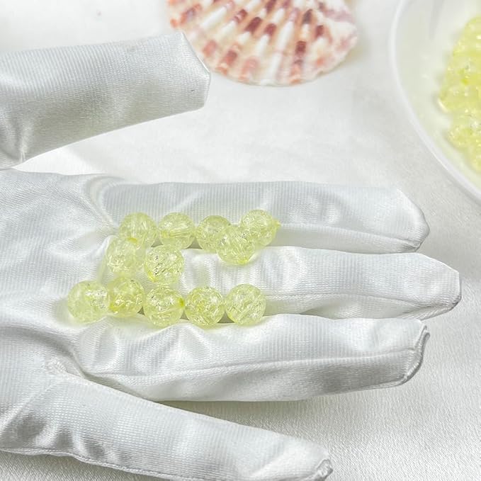 200pcs 10mm Acrylic Crackle Beads Round Crystal Acrylic Craft Beads with Hole for Jewelry Making Acrylic Round Beads for Bracelets Necklaces Jewelry Making(20-Yellow)