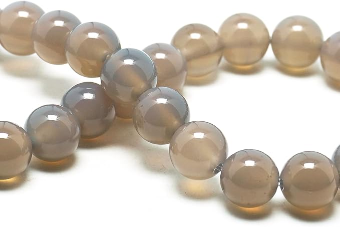 10mm Natural Stone Beads for Jewelry Making - Gemstone Round Loose Beads for Bracelets(35-38pcs, Gray Agate)
