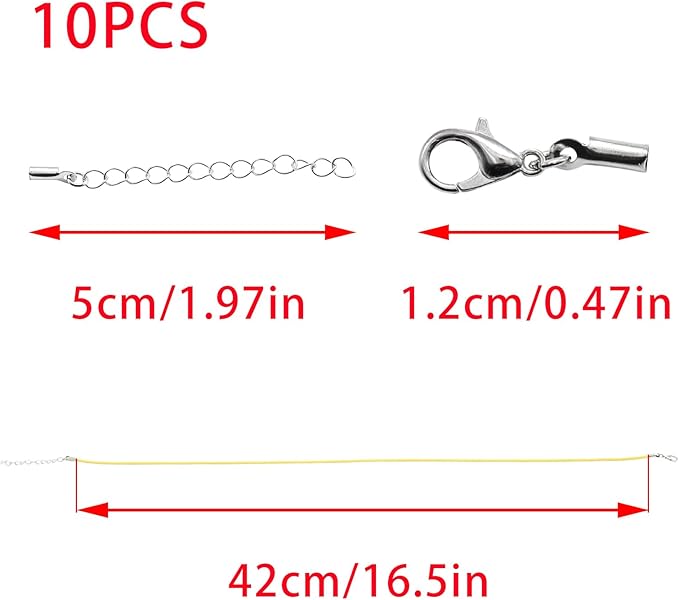 10 Pcs 2.0mm Leather Necklace Cords with Clasp,Waxed Cords,Necklace Ropes for Pendants and Jewelry Making(Light Yellow)