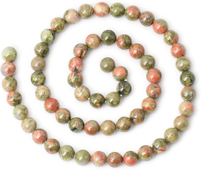 cheavian 60pcs 6mm natural unakite gemstone round loose beads for jewelry making diy handmade 1 strand 15"