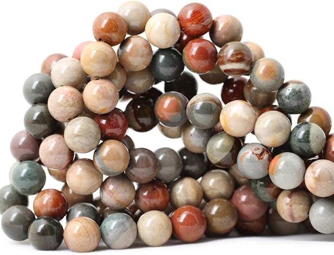 cheavian 35pcs 10mm natural usa picture stone gemstone round loose beads for jewelry making diy findings 1 strand 15"