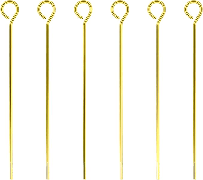 Mandala Crafts 300 1.5 Inch Gold Eye Pins for Jewelry Making Earring Making Supplies Jewelry Findings Open Eye Head Pins for Earrings DIY Bracelets Rosary Charms