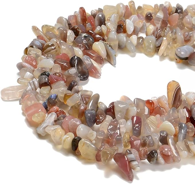 7-8mm Natural Botswana Agate Gemstone Chips Beads Healing Crystals Waist Bracelets Necklace Kit Irregular Stone DIY Crafts Design Jewelry Making