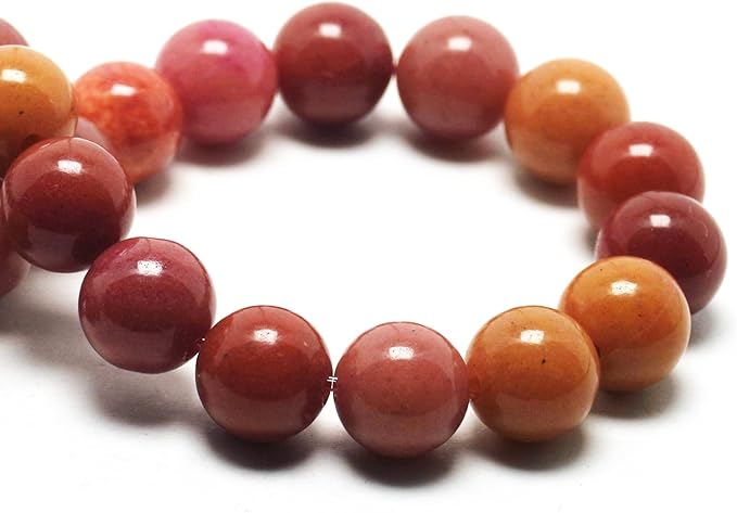 10mm Jade Stone Beads for Jewelry Making - Gemstone Round Loose Beads for Bracelets(35-38pcs, Red Alashan)