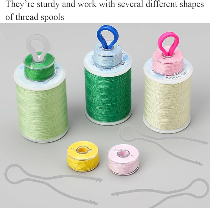 50 PCS Sewing Bobbin Thread Holders,Sewing Thread and Bobbin Organizer Holder Accessories and Supplies for Craft Embroidery Plastic Spool Clamps Spools Organizers,Grey, LXLVOUEG