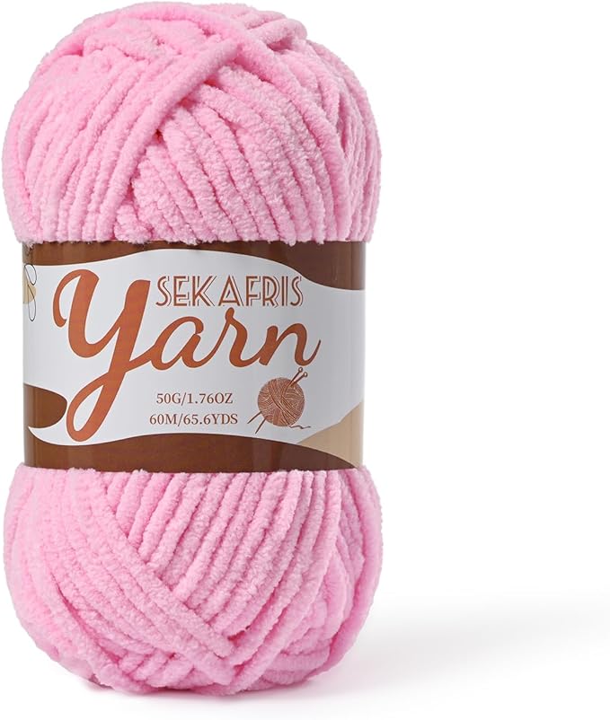 Fluffy Velvet Yarn for Crocheting，Baby Blanket Yarn for Crocheting Soft，50g(65.6yds) Amigurumi Yarns，Plush Chenille Crochet Yarns，Puzzle Yarn for Crochet Weaving Craft(Dark Pink)