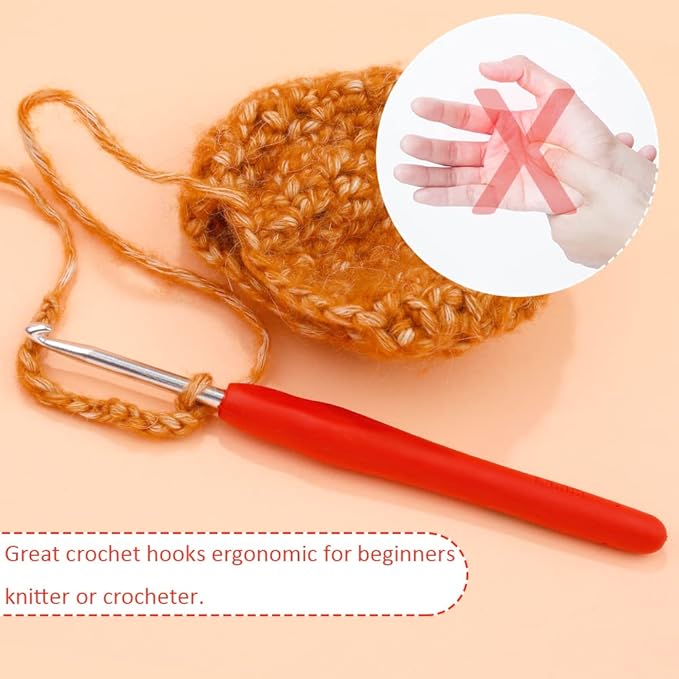Crochet Hook, 4.5 mm Ergonomic Crochet Hook, Crochet Needles for Arthritic Hands, Knitting Needles with Soft Handle Beginners and Experienced Hobbyists (4.5 mm)