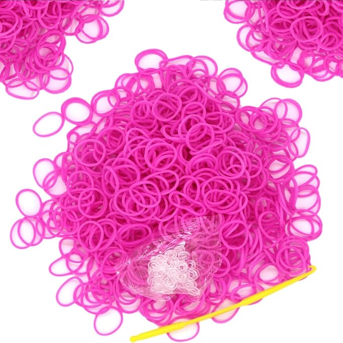 6000-Pack Rubber Loom Bands Making Kit,50PCS S-Clips10-Hooks,Colorful Rubber Bands Refill Kits for Weaving DIY Crafting Gift (Rose)