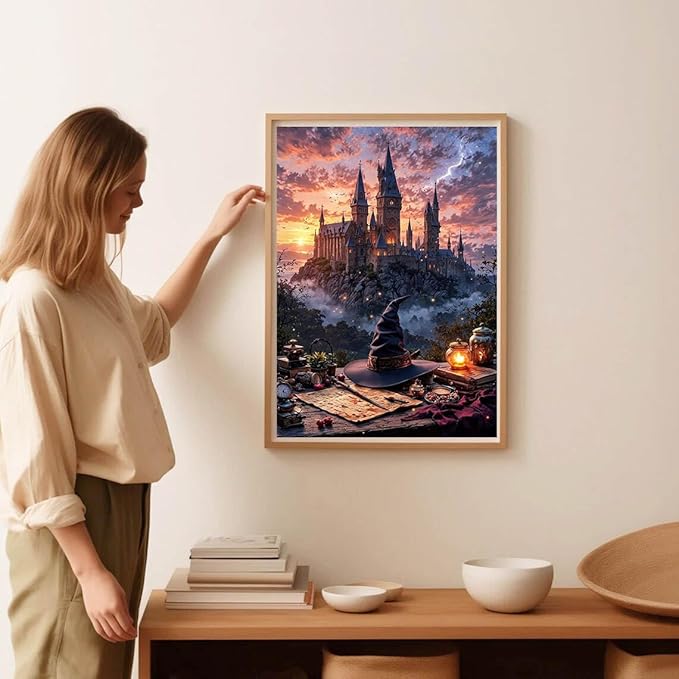 Castle Stamped Cross Stitch Kits for Adults - Embroidery Kits for Beginners Adults,11 CT Patterns Dimensions Counted Cross Stitch Kits for Adults Arts Craft 12x16 inch