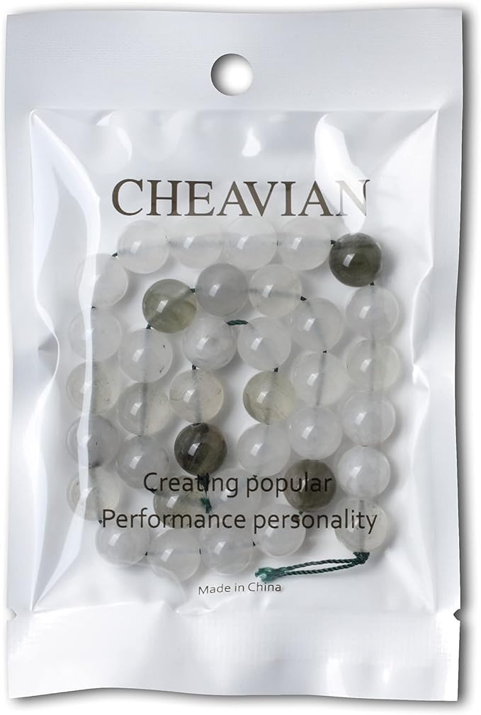 cheavian 35pcs 10mm natural light green ice quartzite crystal round loose beads for jewelry making 1 strand 15"